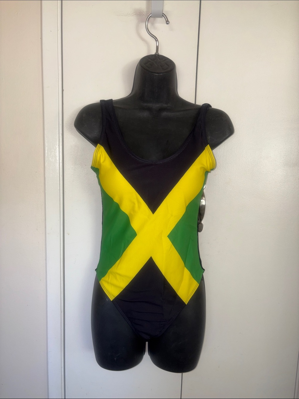 Women’s One-Piece Swimsuit in Black, Green & Yellow small